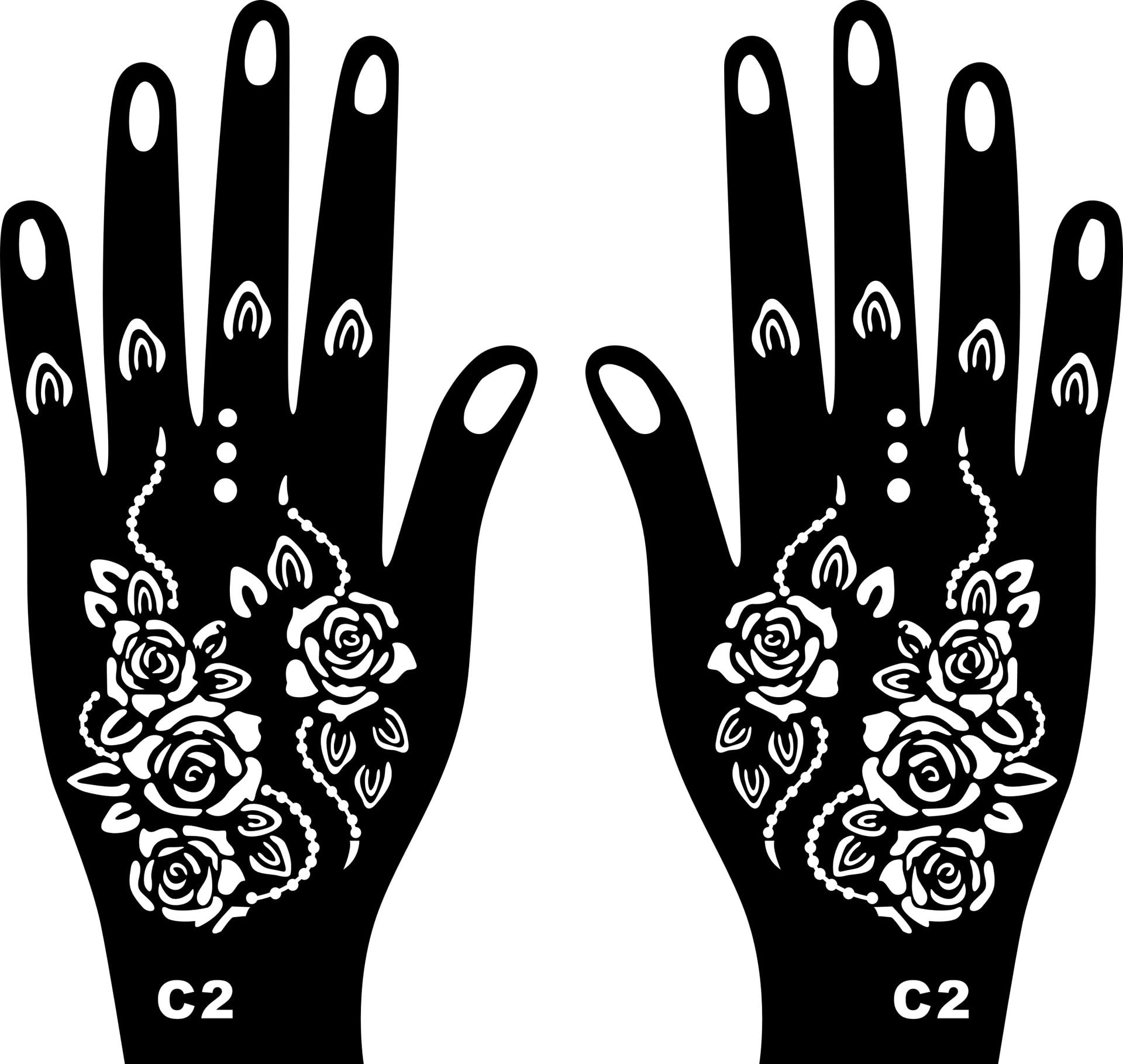 Kotbs 18 Sheets Temporary Tattoo Stencils, Indian Arabian Henna Tattoo Stencils, Glitter Airbrush Tattoo Stickers for Women Boys Girls Hand Body Art