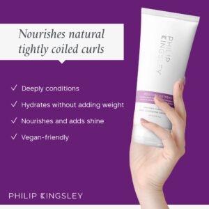 PHILIP KINGSLEY Moisture Extreme Enriching Conditioner for Curly Dry Damaged Hair with Almond Wheatgerm Babassu Avocado Oil Hydrates Detangles Adds Shine, 6.76 oz.