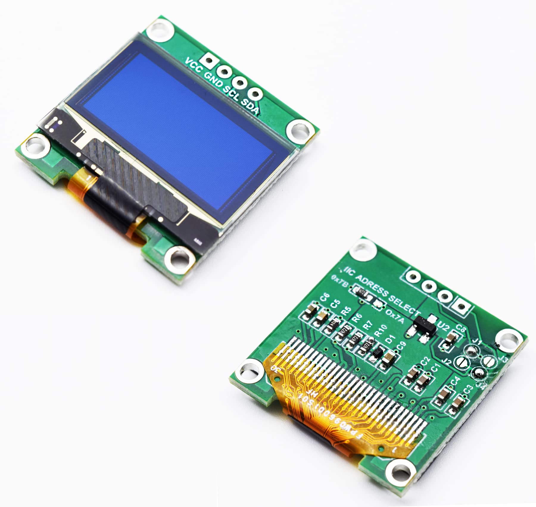 Adeept 4pcs 0.96 Inch OLED Module 12864 128x64 SSD1306 IIC I2C Serial Self-Luminous Display Board Compatible with Arduino Raspberry Pi and MCU(Blue) - Pins Soldered