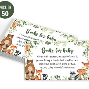 Yuzioey 50 Woodland Baby Shower Invitations, Forest Woodland Greenery Invitations Macthing Envelpoes, Diaper Raffle Tickets, Book Request Cards, Forest Creatures Invitations