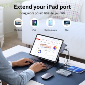 ANYOYO USB C HUB,4 Port USB-C to USB-C Hub with 3 USB 3.2 Gen2 Ports(10Gbps),1 100W PD Port Compatible with MacBook Pro/MacBook Air/iPad Pro and other USB C laptops,Support Charging(No video)