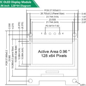 Adeept 4pcs 0.96 Inch OLED Module 12864 128x64 SSD1306 IIC I2C Serial Self-Luminous Display Board Compatible with Arduino Raspberry Pi and MCU(Blue) - Pins Soldered