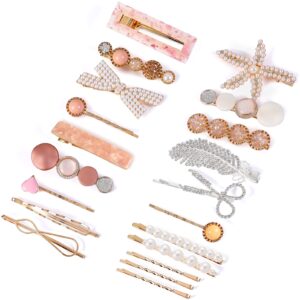 parcce 20 pieces pearl hair clips set, hair barrettes acrylic resin sweet decorative bobby pins hairpin headwear hair accessories headwear for women and girls…