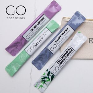 GO Essentials 2-in-1 Shampoo/Conditioner and Body Wash Travel Packets - Hotel Amenities, Homeless Care Kits, AirBnB Essentials