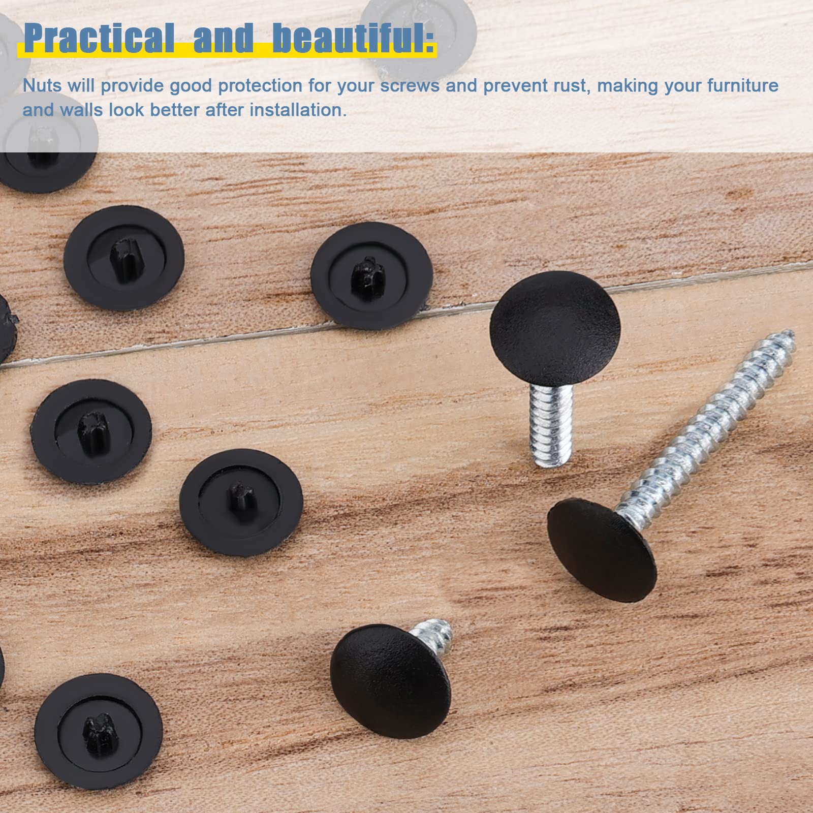 LUTER 580pcs Screw Cap Stickers and 120pcs Plastic Screw Cap Covers Screw Hole Caps and Self-Adhesive Screw Hole Stickers for Wood Screws Furniture Cabinet (Black)