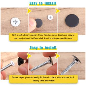 LUTER 580pcs Screw Cap Stickers and 120pcs Plastic Screw Cap Covers Screw Hole Caps and Self-Adhesive Screw Hole Stickers for Wood Screws Furniture Cabinet (Black)