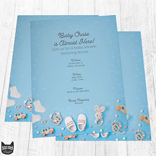 Hill Valley Greetings Classic Gifts Baby Stationary Paper - 60 Sheets - Great for Baby Shower Invitations, Announcements, Letters, Thank You (Blue)