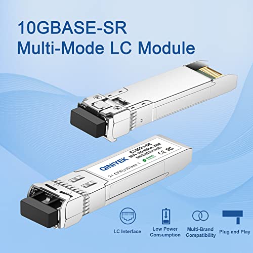 4Pack 10GBase-SR SFP+ LC Module, SFP Multi-Mode Gbic Transceiver 850nm,up to 300 Meters, Compatible with Cisco SFP-10G-SR, Unifi UF-MM-10G, Meraki MA-SFP-10GB-SR,Fortinet,Mikrotik,Netgear,Supermicro