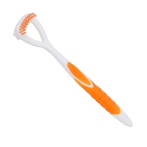 Tongue Scraper, Tongue Brush for Adults with Long Handle, Flexible, Safe and Protected for Breath Orange