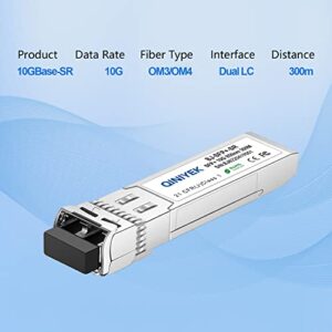 4Pack 10GBase-SR SFP+ LC Module, SFP Multi-Mode Gbic Transceiver 850nm,up to 300 Meters, Compatible with Cisco SFP-10G-SR, Unifi UF-MM-10G, Meraki MA-SFP-10GB-SR,Fortinet,Mikrotik,Netgear,Supermicro