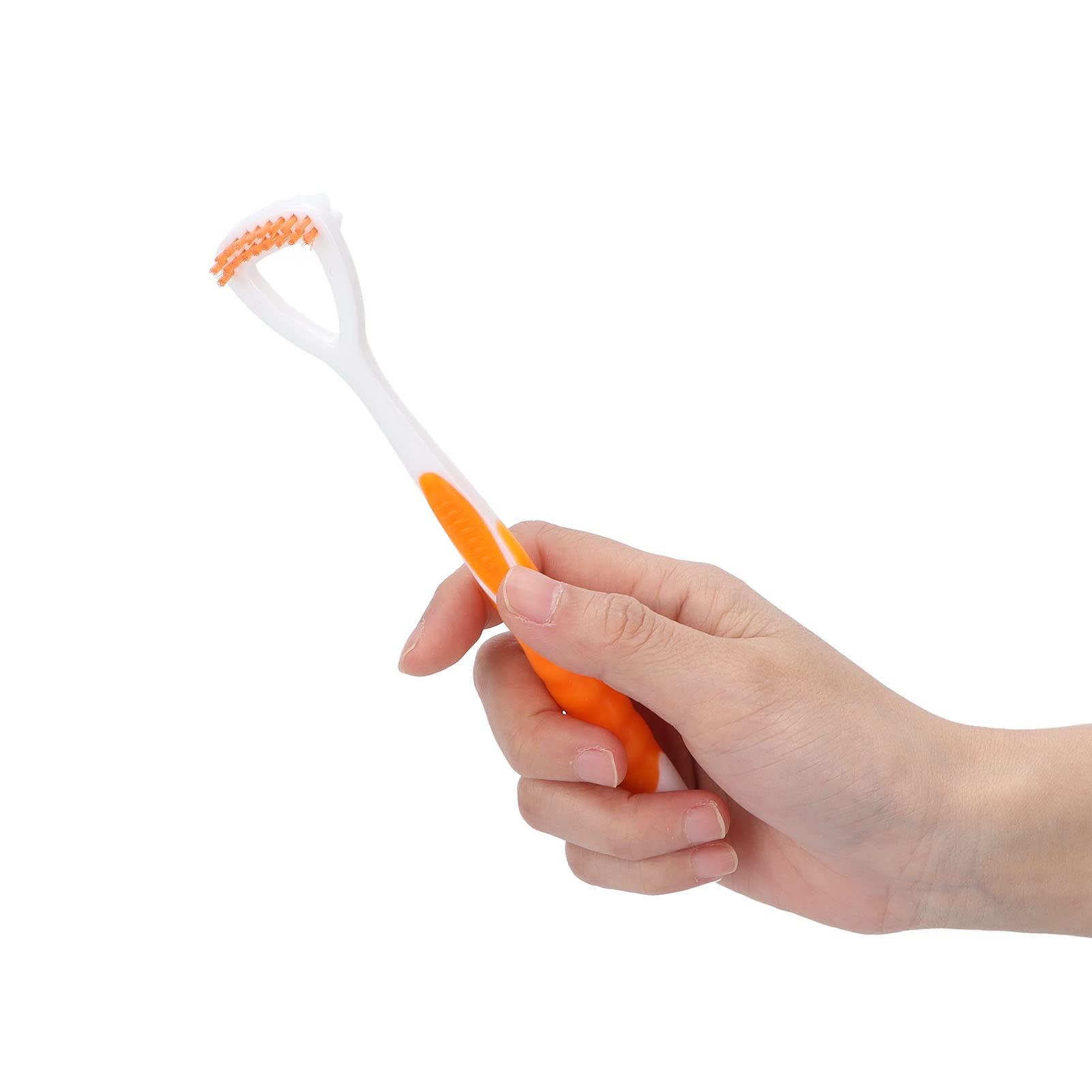 Tongue Scraper, Tongue Brush for Adults with Long Handle, Flexible, Safe and Protected for Breath Orange