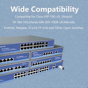 QINIYEK 4Pack 10GBase-LR SFP+ Transceiver, 10G Singlemode SFP+ Duplex LC Module,Compatible for Cisco SFP-10G-LR, Ubiquiti UF-SM-10G,Meraki, Mikrotik, Supermicro, Netgear,SMF,1310nm,10km,DDM