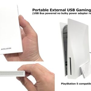 Avolusion HD250U3-WH 1TB USB 3.0 Portable External Gaming Hard Drive - White (for PS5, Pre-Formatted)