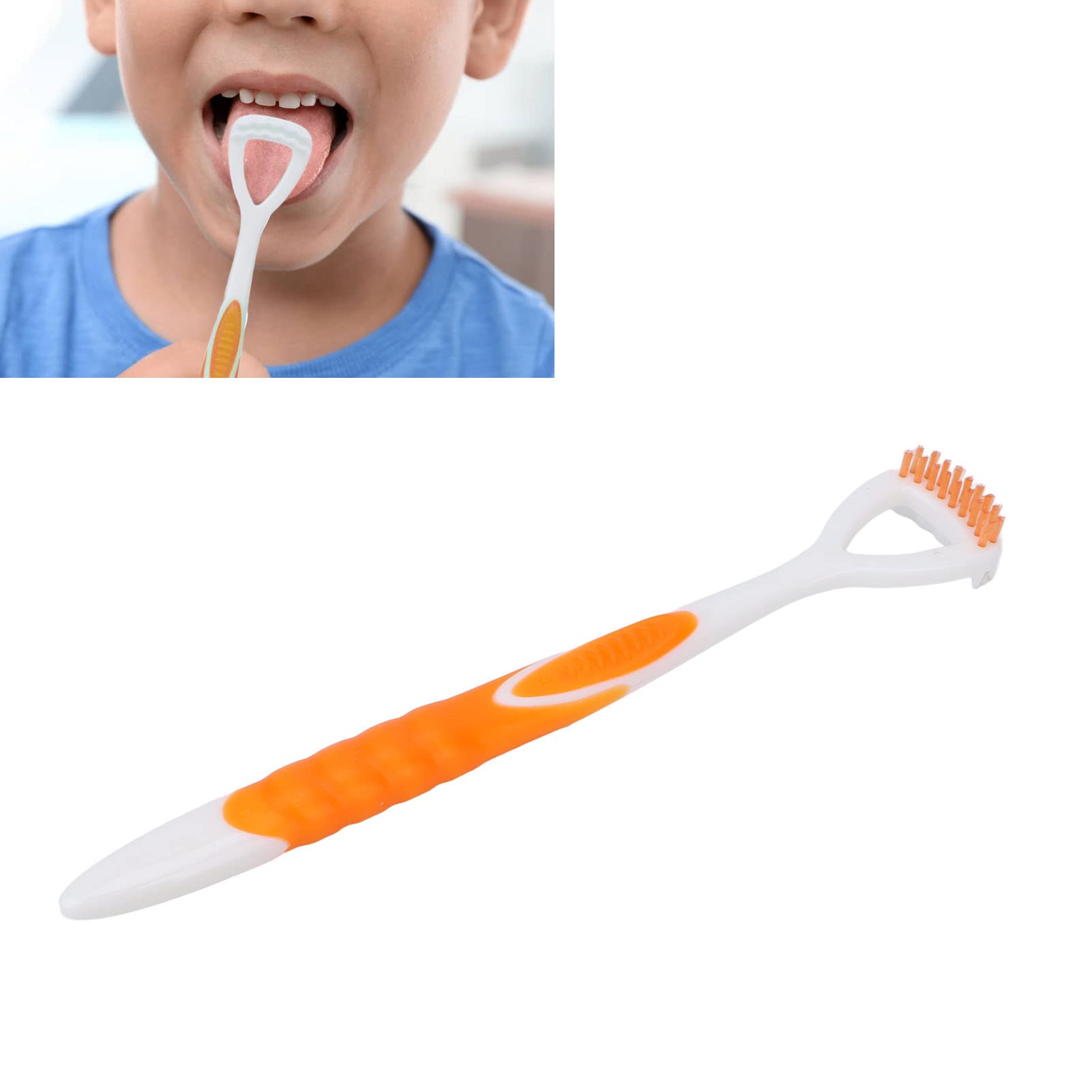 Tongue Scraper, Tongue Brush for Adults with Long Handle, Flexible, Safe and Protected for Breath Orange