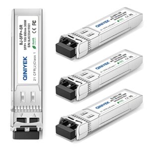 4Pack 10GBase-SR SFP+ LC Module, SFP Multi-Mode Gbic Transceiver 850nm,up to 300 Meters, Compatible with Cisco SFP-10G-SR, Unifi UF-MM-10G, Meraki MA-SFP-10GB-SR,Fortinet,Mikrotik,Netgear,Supermicro