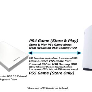 Avolusion HD250U3-WH 1TB USB 3.0 Portable External Gaming Hard Drive - White (for PS5, Pre-Formatted)