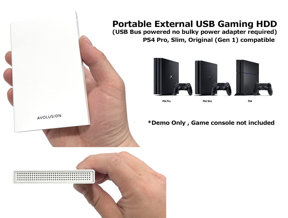 Avolusion HD250U3-WH 500GB USB 3.0 Portable External Gaming Hard Drive - White (for PS4, Pre-Formatted) - 2 Year Warranty