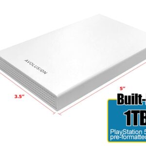 Avolusion HD250U3-WH 1TB USB 3.0 Portable External Gaming Hard Drive - White (for PS5, Pre-Formatted)