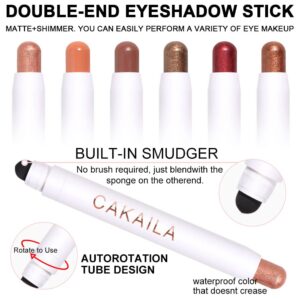 evpct 6Pcs Cream Eye Shadow Stick Makeup Set Waterproof Pencil Gradient Eyeshadow Stick Creamy Crayon Set for Eyes Desert Mink Mauve Champagne Dark Brown Gold Wine Red Eye Brightener Stick Highlighter