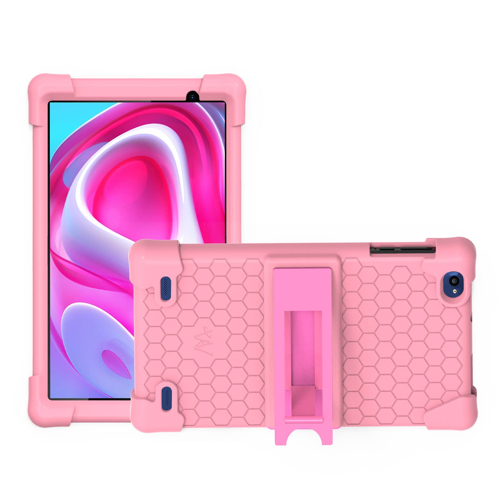 Transwon Portable Electronic Device Cover for BLU M8L Plus Tablet 8 Inch, Pink Tablet Case with Built-in Stand