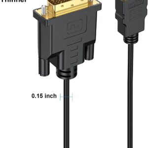 HDMI to DVI Cable 3ft 5-Pack, Bidirectional DVI to HDMI Cord Adapter 1080P Video High Speed Compatible for Computer, PC, Raspberry Pi, Roku, Xbox One, PS4 PS3, Graphics Card