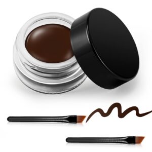 erinde brown gel eyeliner, waterproof long lasting cream eyeliner gel, high-intensity pigments smudge-proof eye liner makeup, water-resistant eyeliner with 2pcs eyeliner brushes 06# brown