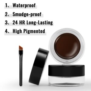 Erinde Brown Gel Eyeliner, Waterproof Long Lasting Cream Eyeliner Gel, High-Intensity Pigments Smudge-Proof Eye Liner Makeup, Water-Resistant Eyeliner with 2PCS Eyeliner Brushes 06# Brown