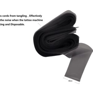 HuoHuo 100PCS Clip Cord Sleeves,Box Plastic Clip Cord Sleeves black,Disposable Hygiene Clip Cord Covers,One Box of 100PCS Plastic black Clip Cord Sleeves,Machine Bags(Black)