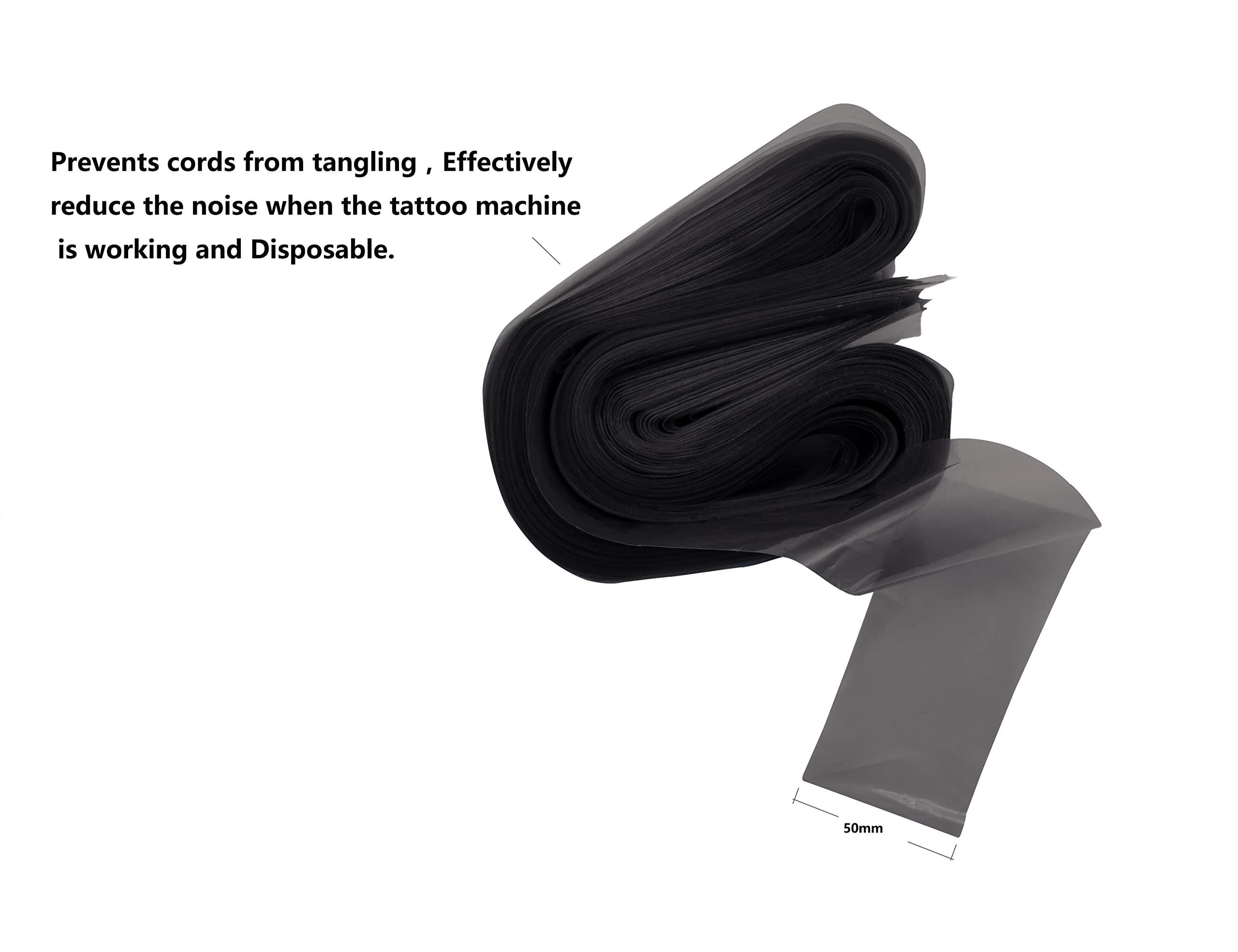 HuoHuo 100PCS Clip Cord Sleeves,Box Plastic Clip Cord Sleeves black,Disposable Hygiene Clip Cord Covers,One Box of 100PCS Plastic black Clip Cord Sleeves,Machine Bags(Black)