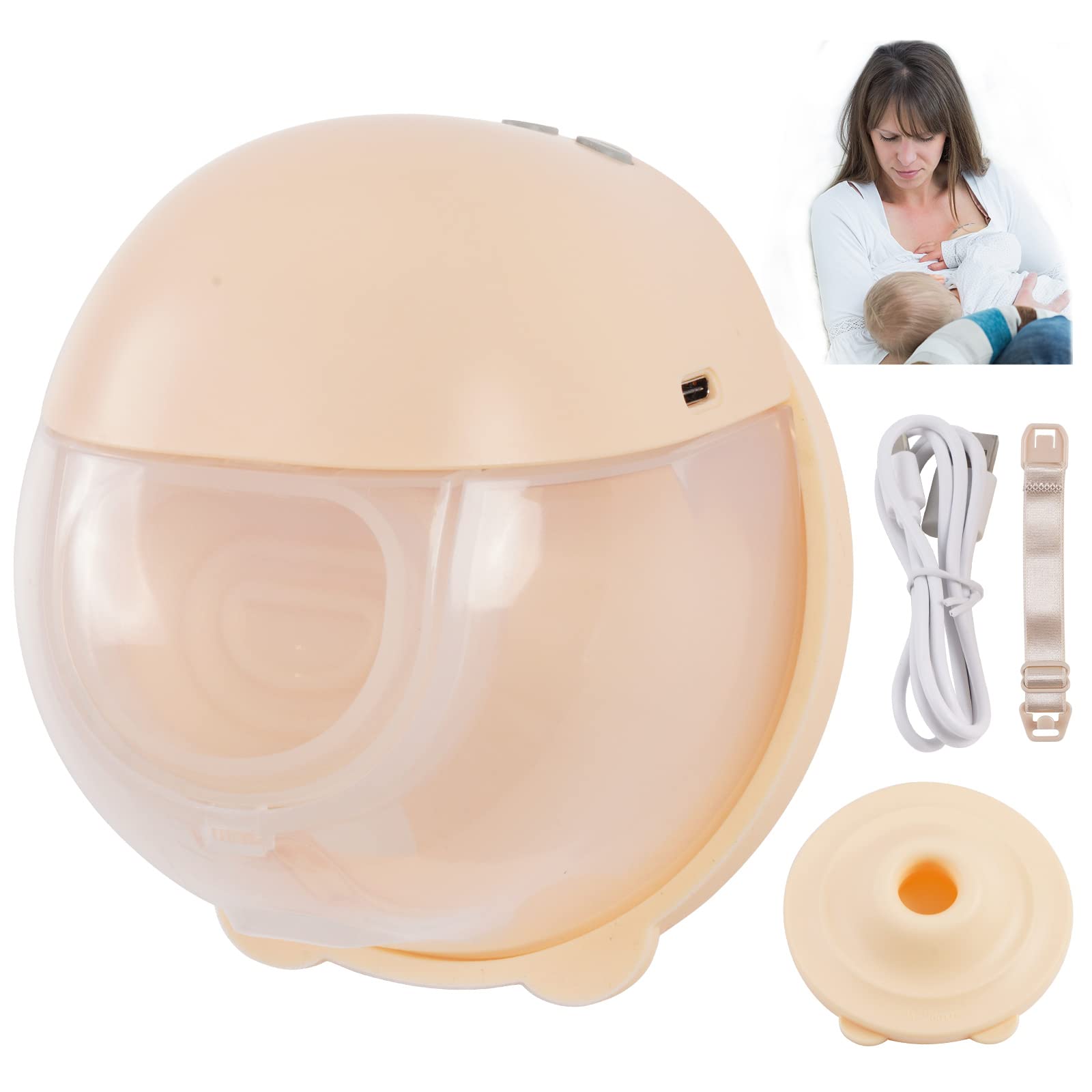 Wearable Electric in-Bra Breast Pump, Quiet & Hands-Free Rechargeable, Wireless Pain-Free Portable with 2 Modes 9 Levels & Strong Suction Power Painless, Timer and Memory Function Massage 24mm Flange