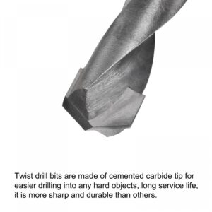 uxcell 18mm Reduced Shank Cemented Carbide Twist Drill Bits for Hardened Steel Stainless Steel, 1/2 Inch Straight Shank