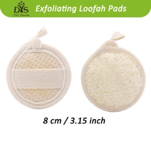 Face Loofah Pads Exfoliating Scrubber, Natural Luffa Facial Cleanser Pad Sponges Exfoliator Scrub Brush 6 Pack for Body Back Dead Skin Cleansing Washing Suitable for Men Women Bath Shower Spa Massage