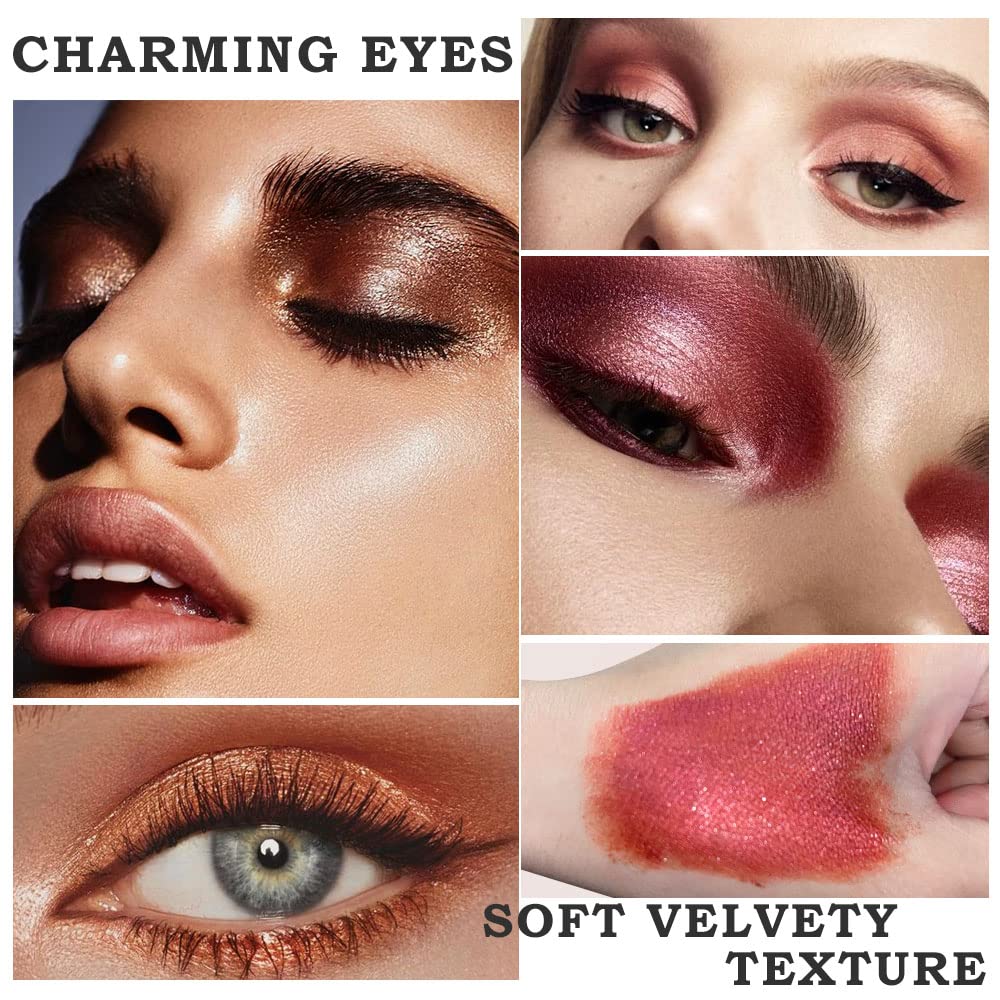 evpct 6Pcs Cream Eye Shadow Stick Makeup Set Waterproof Pencil Gradient Eyeshadow Stick Creamy Crayon Set for Eyes Desert Mink Mauve Champagne Dark Brown Gold Wine Red Eye Brightener Stick Highlighter