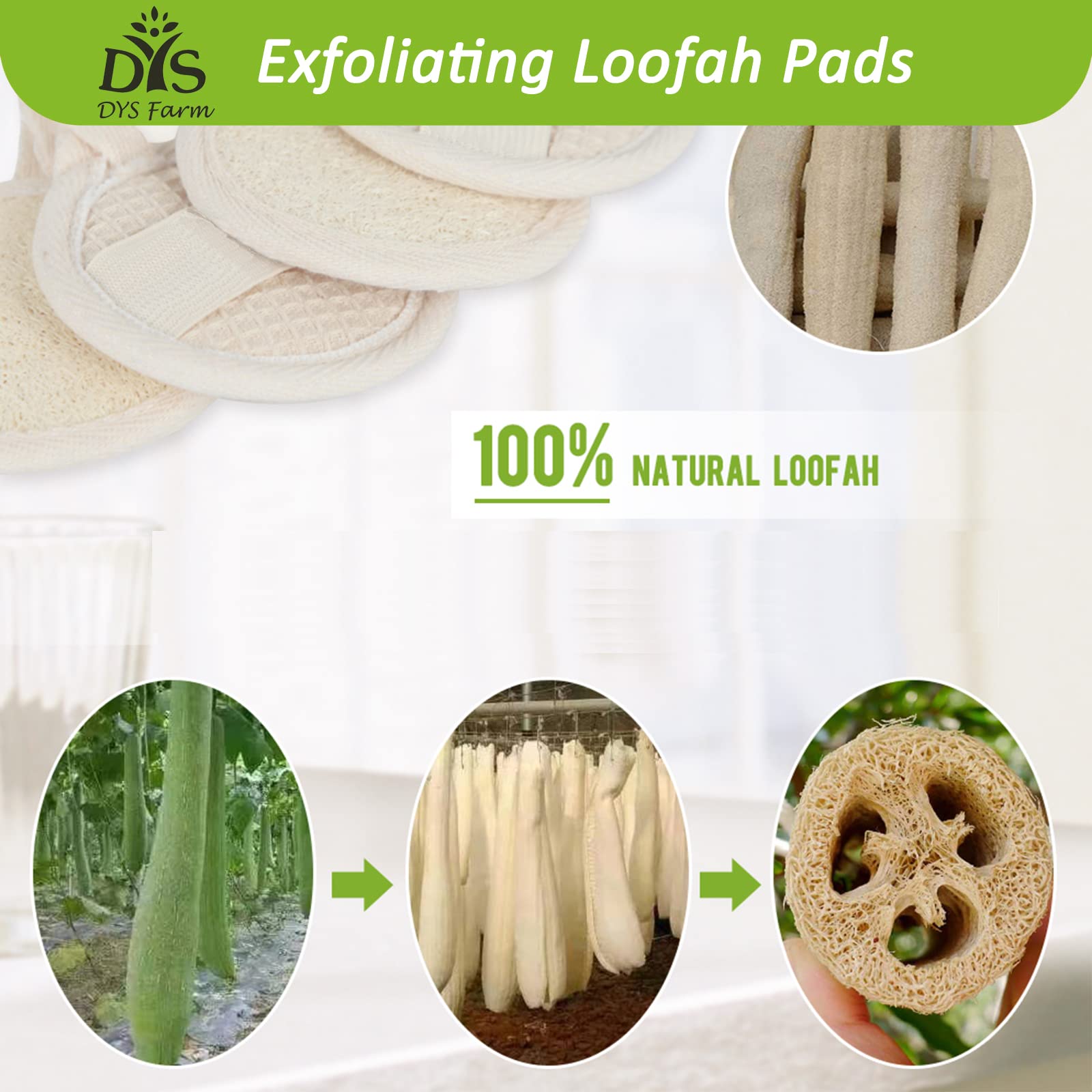 Face Loofah Pads Exfoliating Scrubber, Natural Luffa Facial Cleanser Pad Sponges Exfoliator Scrub Brush 6 Pack for Body Back Dead Skin Cleansing Washing Suitable for Men Women Bath Shower Spa Massage