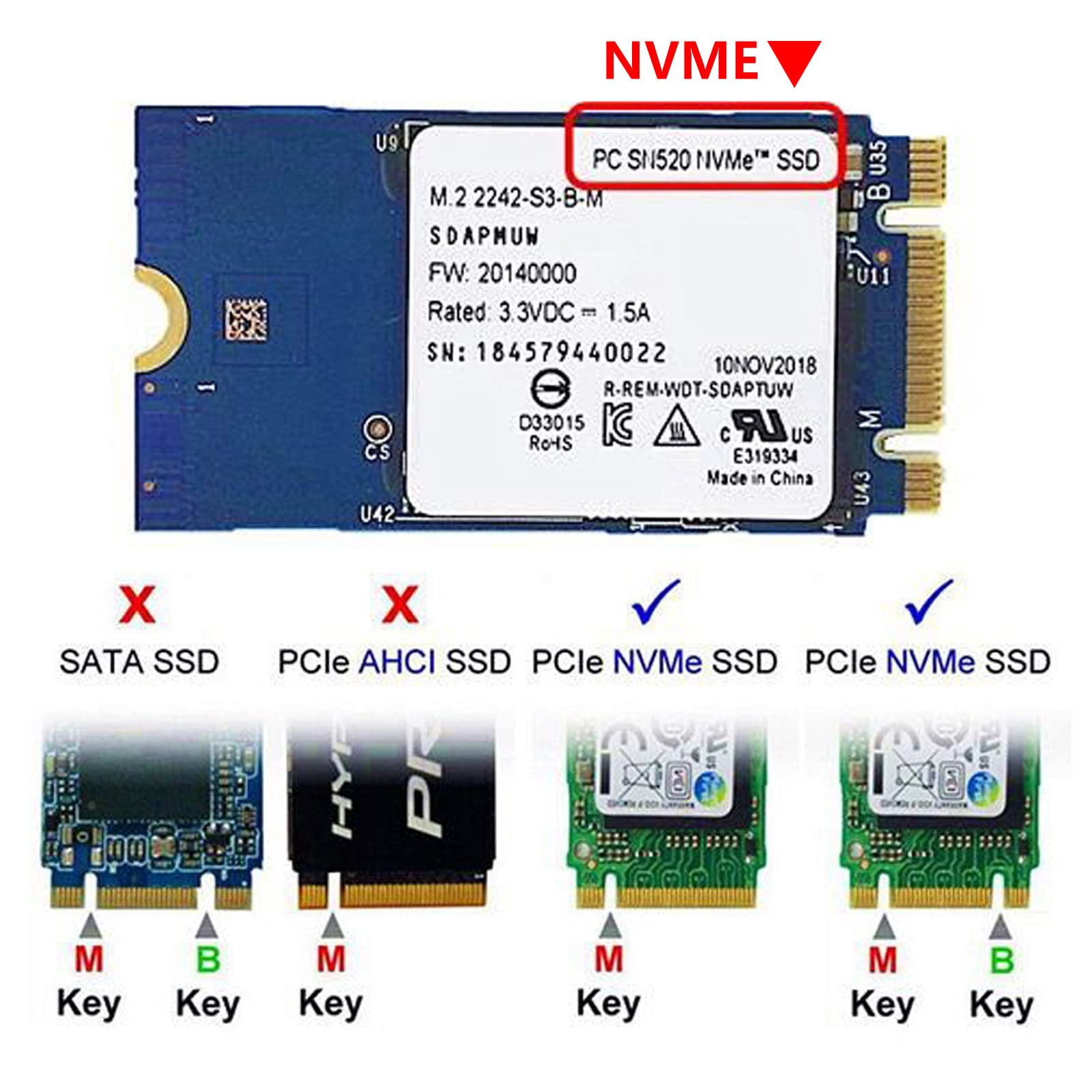 Replacement M.2 NVME SSD Convert Adapter Card Upgrade for MacBook Pro 13 inch with Retina Display A1708 (Late 2016 Mid 2017)