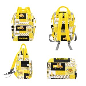 Personalized Diaper Bag Backpack Tote,Yellow Truck Quilt,Custom Diaper Bags for Shower Gift