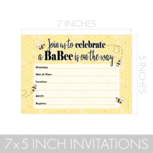 DISTINCTIVS Bumble Bee Baby Shower Party Invitations - BaBee on the Way - 10 Cards with Envelopes