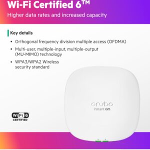 HPE Networking Instant On Access Point AP25 4x4 WiFi 6 Indoor Wireless Access Point | Power Source Not Included | US Model (R9B27A)