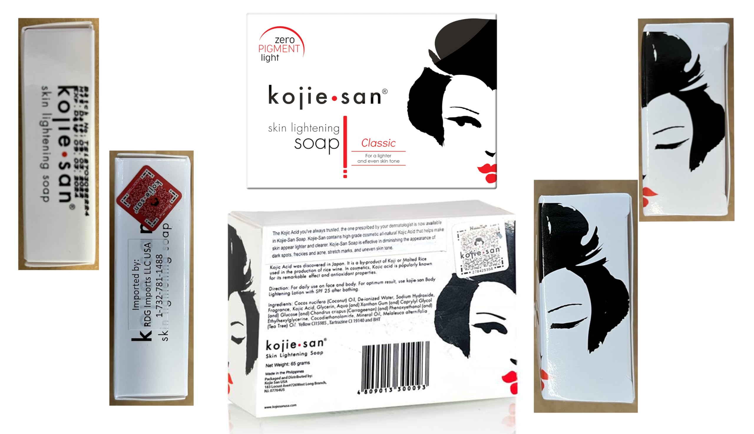 Kojie San Skin and Body Soap 2 Piece Set – Original Kojic Acid, Dark Spot Remover Soap Bar with Coconut & Tea Tree Oil – 65g x 2 Bars & 30g Face Cream