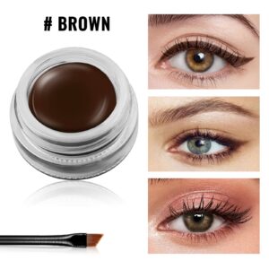 Erinde Brown Gel Eyeliner, Waterproof Long Lasting Cream Eyeliner Gel, High-Intensity Pigments Smudge-Proof Eye Liner Makeup, Water-Resistant Eyeliner with 2PCS Eyeliner Brushes 06# Brown