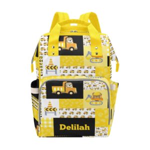 personalized diaper bag backpack tote,yellow truck quilt,custom diaper bags for shower gift