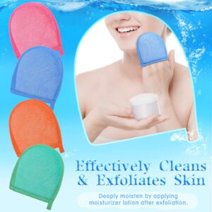 4 Pcs Facial Scrub Exfoliator Mitts Deep Exfoliating Gloves Face Scrub and Body Scrub Mitt Face Cleaning Mitten Skin Cleanser Dead or Dry Skin Remover Exfoliator Face Scrub Tool, 4 Colors