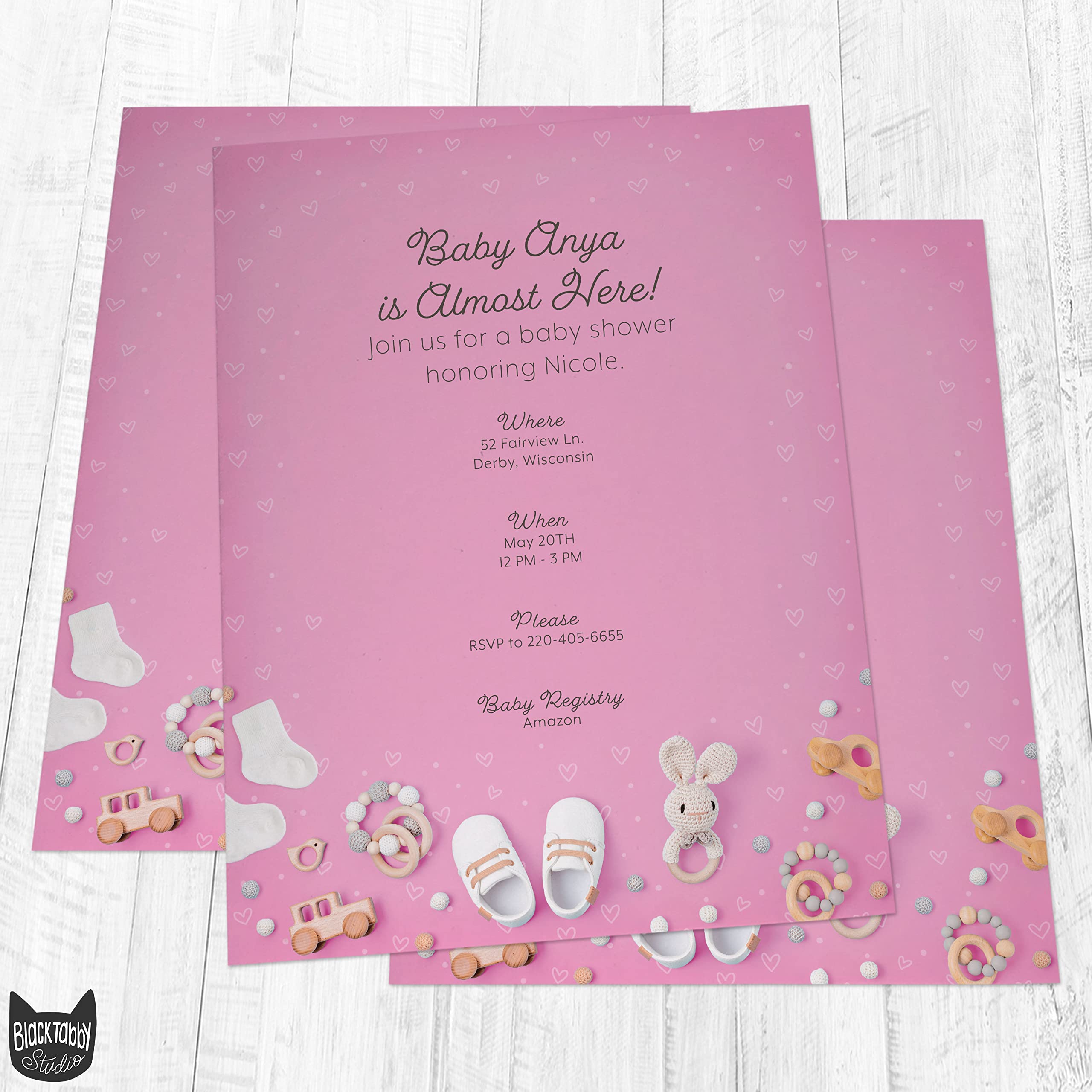 Hill Valley Greetings Classic Gifts Baby Stationary Paper - 60 Sheets - Great for Baby Shower Invitations, Announcements, Letters, Thank You (Pink)