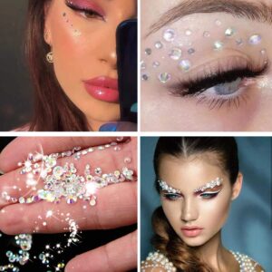 PLOMFOV Face Jewels for Glitter Makeup for Women Face Gems Stick On Rhinestones for Eyes Self-Adhesive Rhinestone Sticker Makeup Rhinestones for Makeup Face Gems Set A