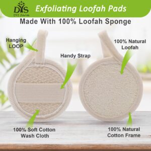 Face Loofah Pads Exfoliating Scrubber, Natural Luffa Facial Cleanser Pad Sponges Exfoliator Scrub Brush 6 Pack for Body Back Dead Skin Cleansing Washing Suitable for Men Women Bath Shower Spa Massage