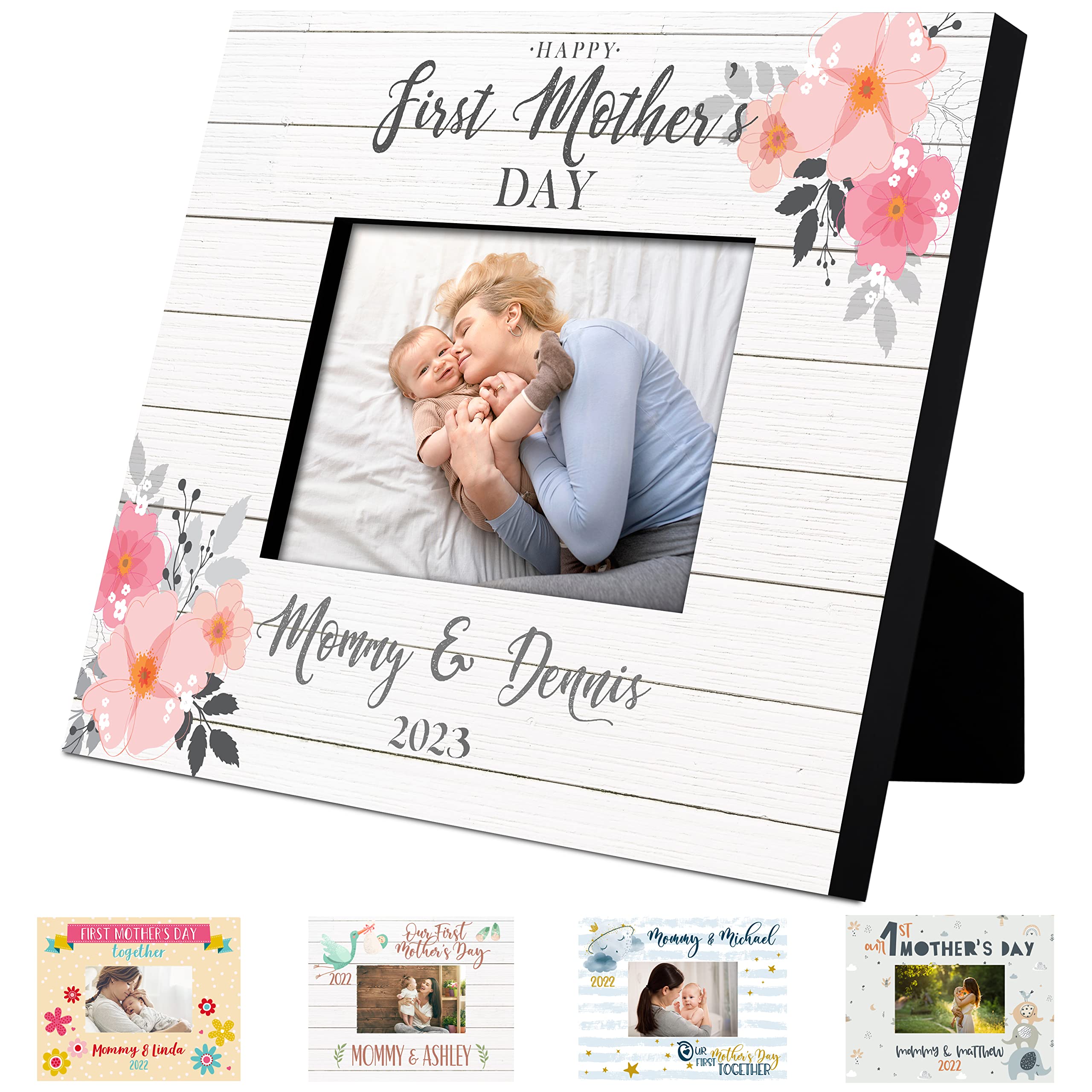 First Mother's Day Gifts, Personalized Our 1st Mother's Day Picture Frame with Names, Date | 6 Designs, 2 Sizes | 1st Mom Gift from Husband - New Mom Gifts - #1