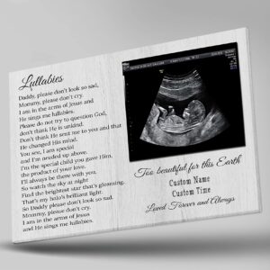 Naughty Puppy Baby Memorial Canvas| Too Beautiful For This Earth Wall Art| Personalized Keepsake Gift Loss of Stillborn Infant Miscarriage| In Loving Memory JC453 (10x8 inch)