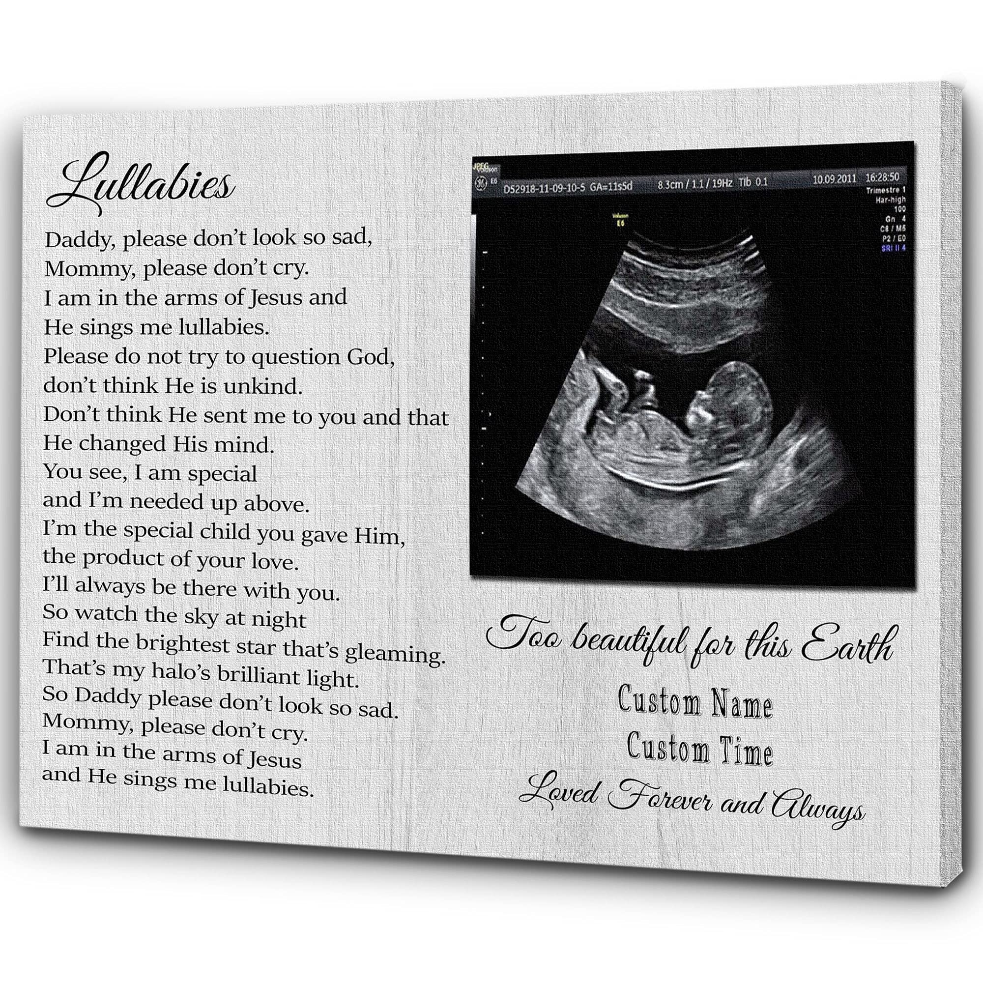 Naughty Puppy Baby Memorial Canvas| Too Beautiful For This Earth Wall Art| Personalized Keepsake Gift Loss of Stillborn Infant Miscarriage| In Loving Memory JC453 (10x8 inch)