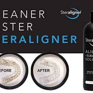 Steraligner® Aligner Tray Cleaning Solution | 16oz Bottle with Marked Cleaning Tray | Improves Dental Hygiene, Reduces Tartar, Removes Plaque | Healthier Teeth and Gums 2 Bottle Pack with Tray