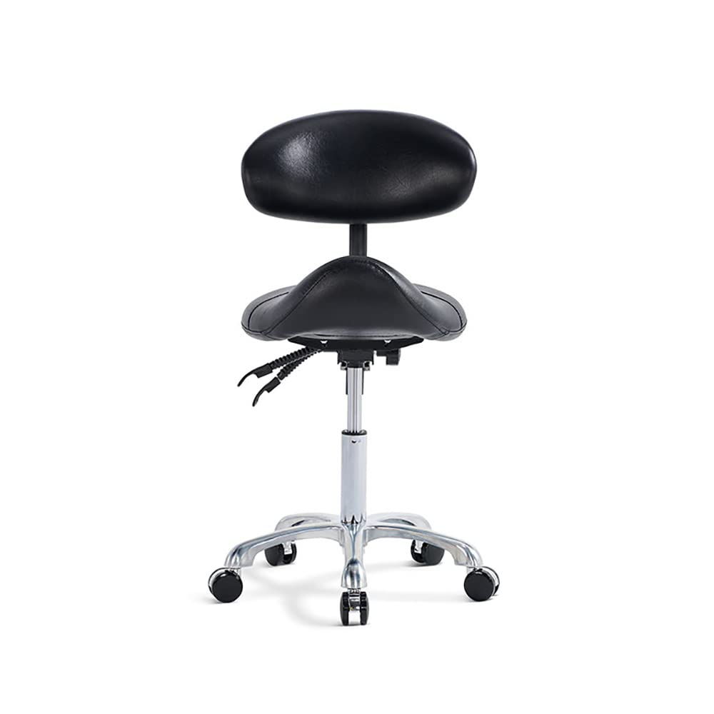 MWOSEN Saddle Stool Chair with Back Rolling Esthetician Seat for Salon Tattoo Shop Spa Facial lash Home Dentist Clinic Esthetician Chair(with Back Support, Black)